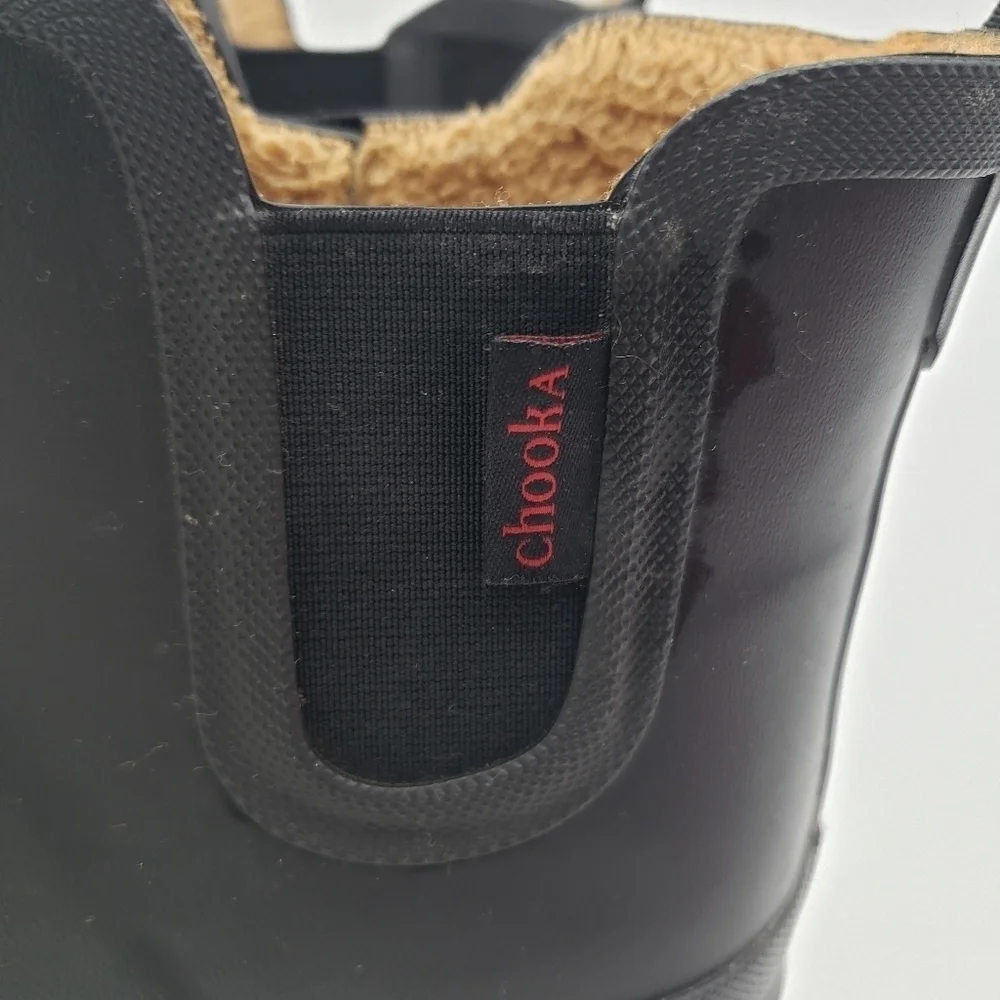 Chooka Shoes Women's 9 Waterproof Plush Chelsea Boots Black